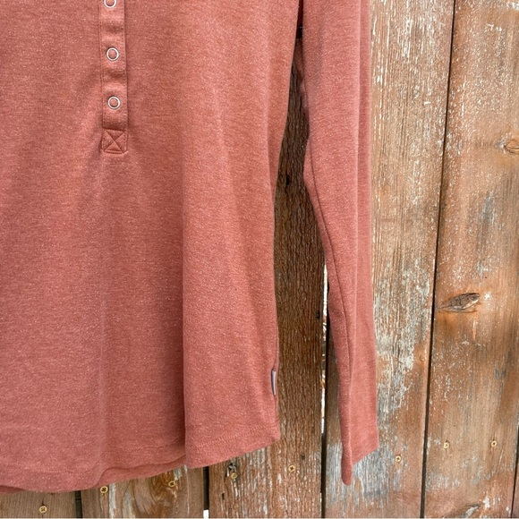 EDDIE BAUER Women’s Rust Brown Henley Round Neck Long Sleeve T Shirt Size Medium - Picture 6 of 11